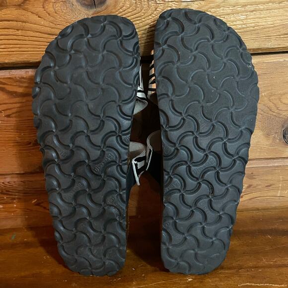 Betula Birkenstock Womens Zebra Leather Black White Sandals 39/8 - Picture 5 of 7